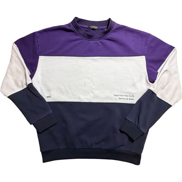 Scotch & Soda Tales From The North Purple Colorblock Sweatshirt L READ - Picture 1 of 8